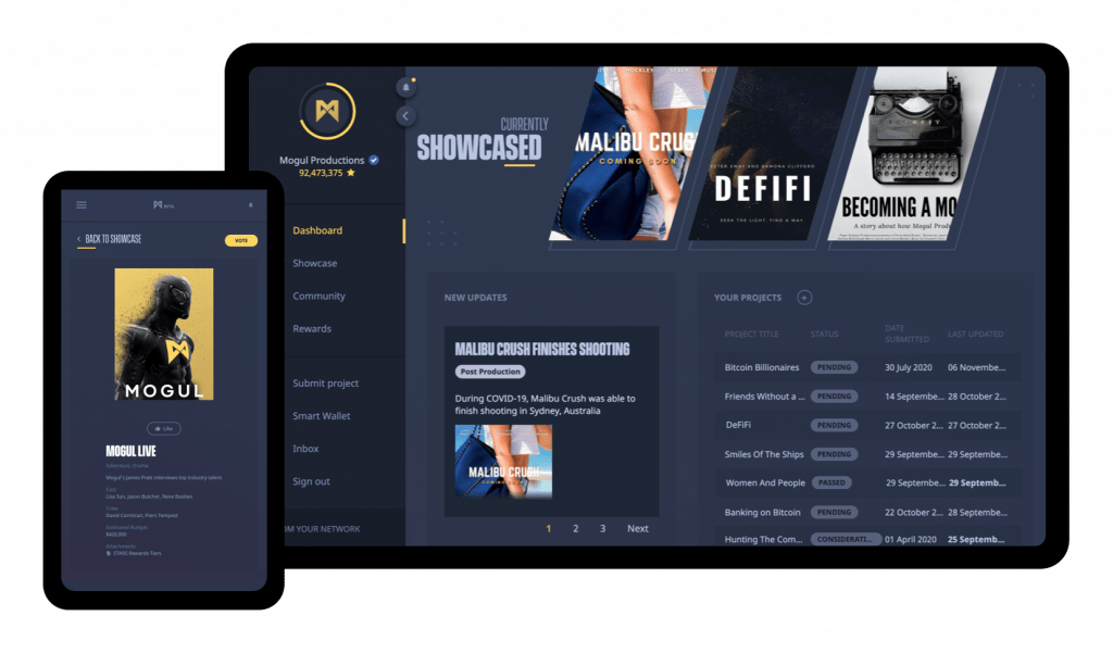 Mogul Film showcase laptop and smartphone