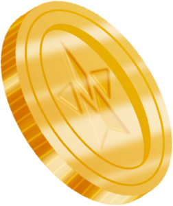 illustrated gold coin with a star design in the middle. $STARS