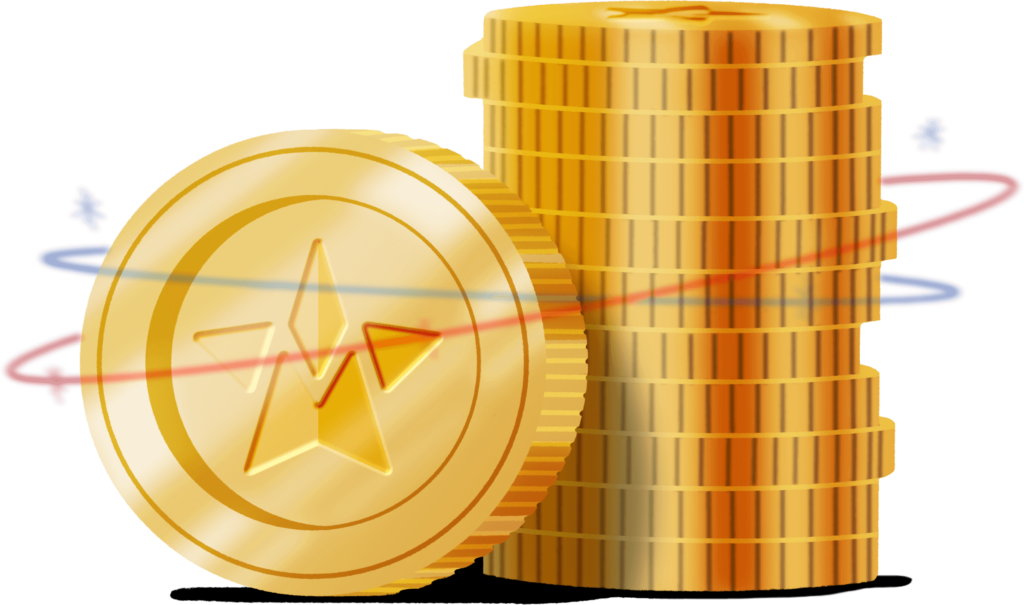 stack of gold coins with a star icon in the center